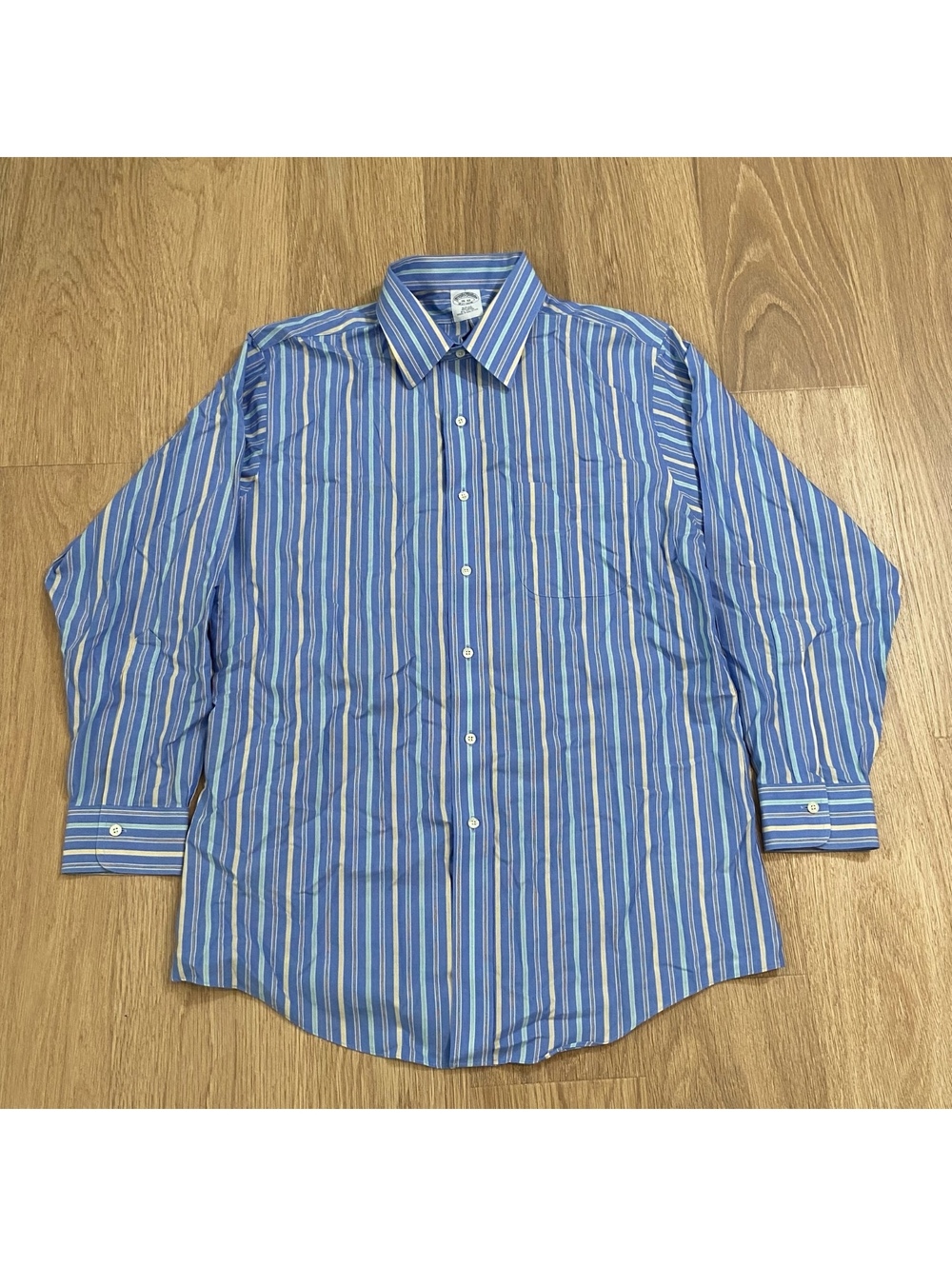 Brooks Brothers Slim Fit Non-Iron Cotton Striped Dress Shirt 16-32 Blue